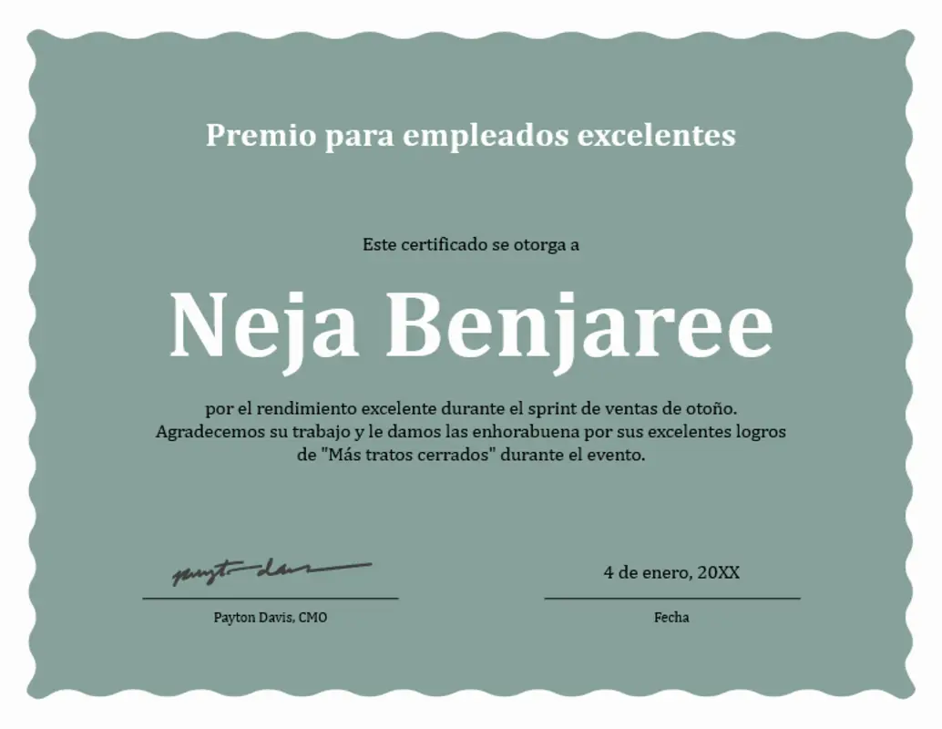 Premios para empleados de borde ondulado  green modern-simple