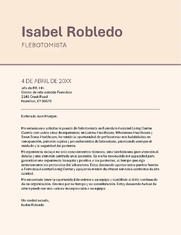 Carta de presentación de ATS extendida
