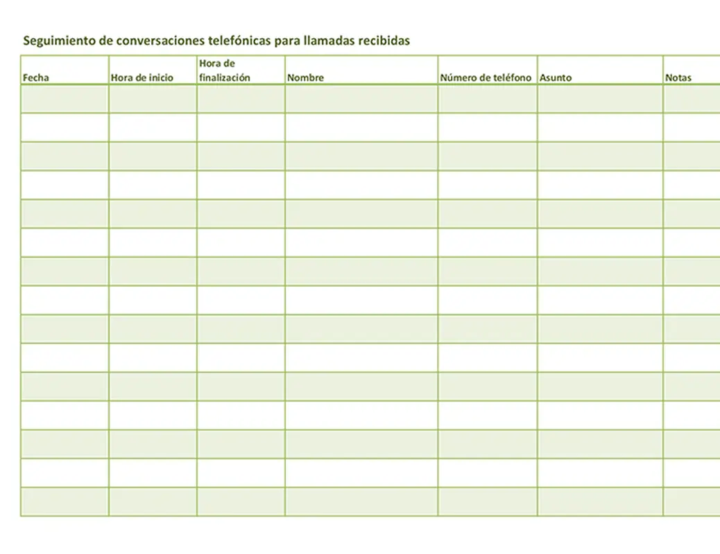 Seguimiento de conversación telefónica (para llamadas recibidas y realizadas)