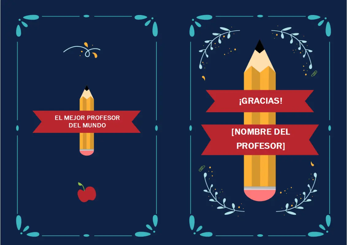 Tarjeta de agradecimiento a profesores blue whimsical-line