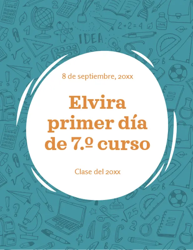 Carteles de primer día de colegio whimsical line