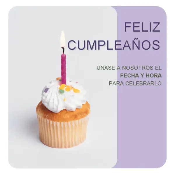 Folleto de invitación de cumpleaños (con una magdalena) purple modern-simple