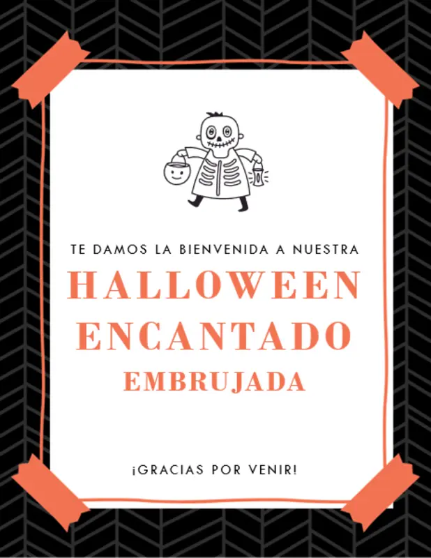 Imprimibles de esqueletos para la fiesta de Halloween black whimsical line