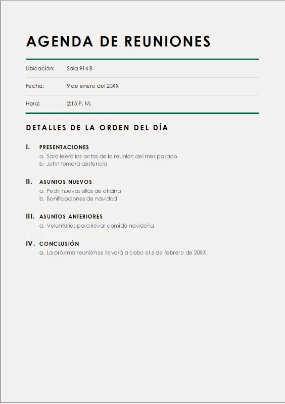 Orden del día para reuniones clásico gray modern simple