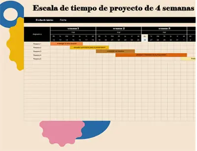 Escala de tiempo de proyecto de 4 semanas vintage retro