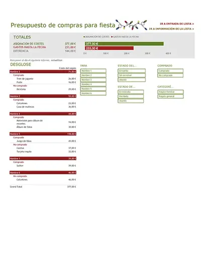 Presupuesto de compras de fiestas modern simple