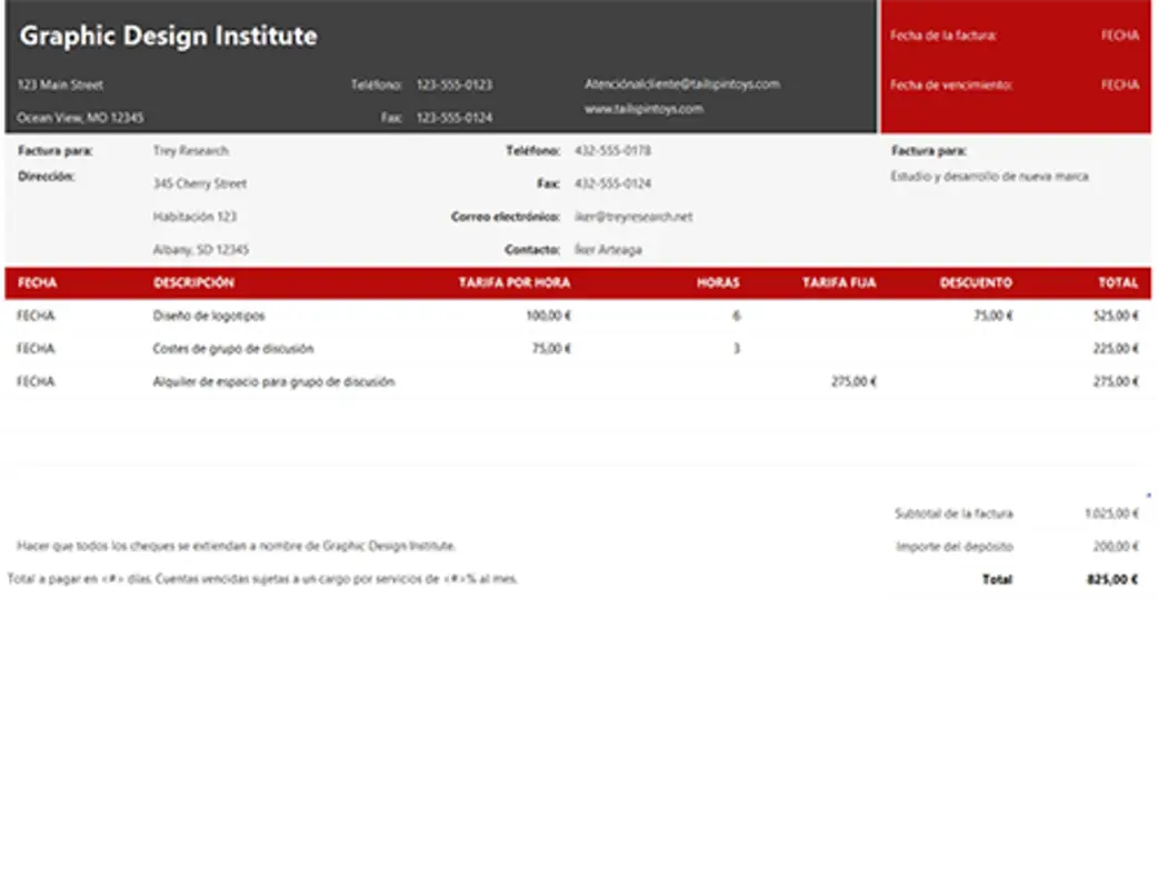 Factura de servicio green modern simple