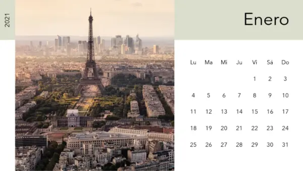 Calendario fotográfico de paisajes urbanos modern-simple