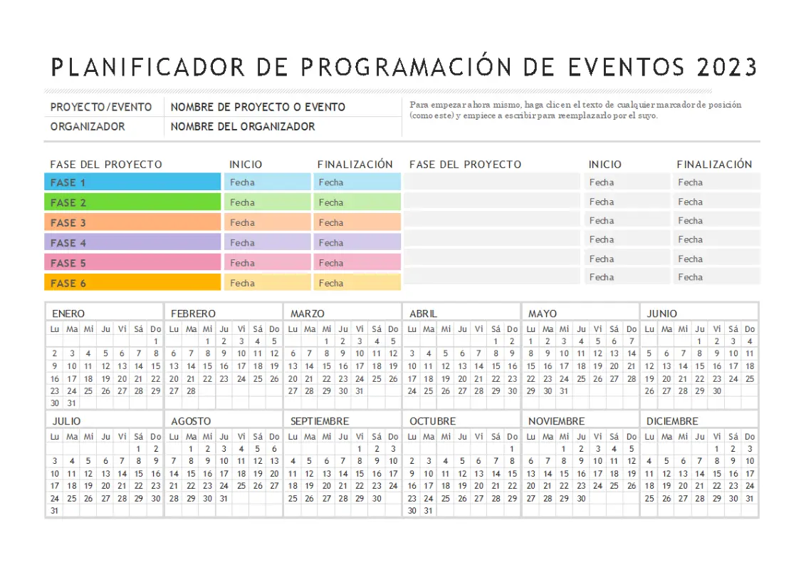 Planificador de eventos modern-simple