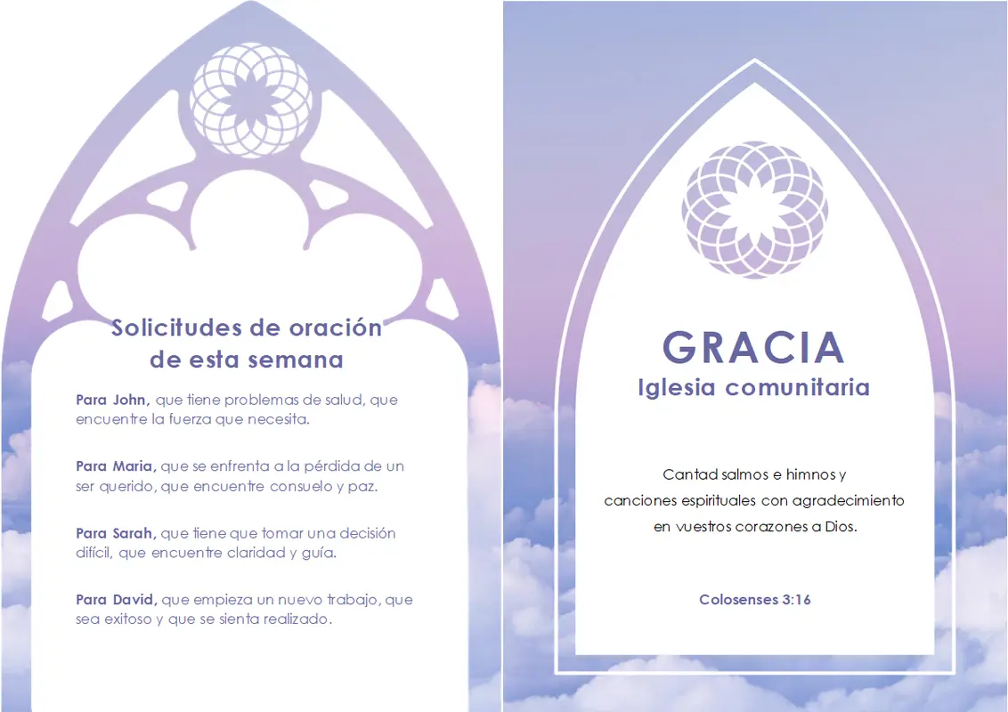 Boletín del servicio de iglesia (doblado) purple modern simple