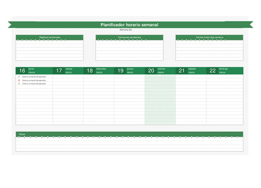 Planificador de programación semanal green modern-simple