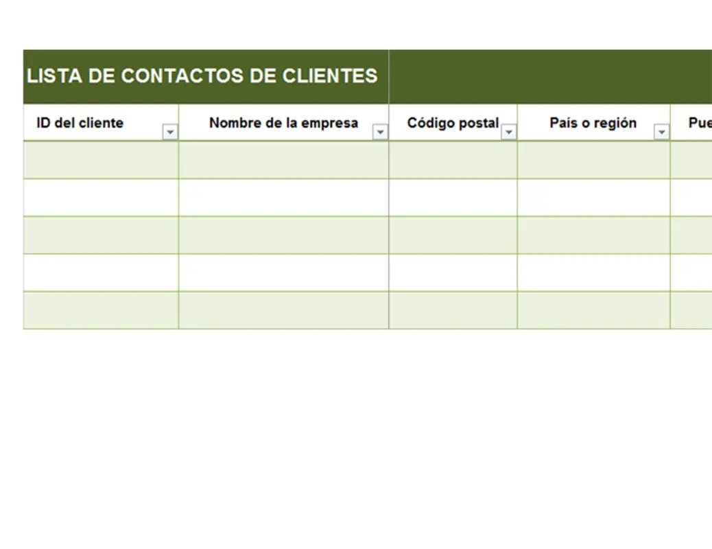 Lista básica de contactos de clientes green modern simple