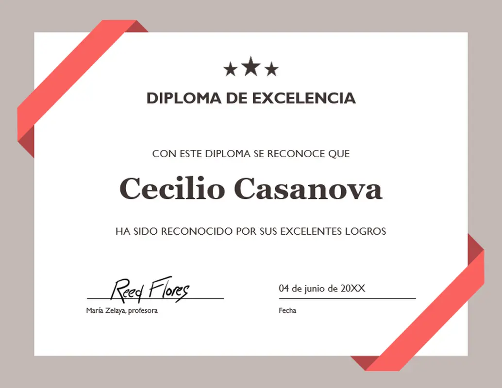 Diploma de excelencia modern simple