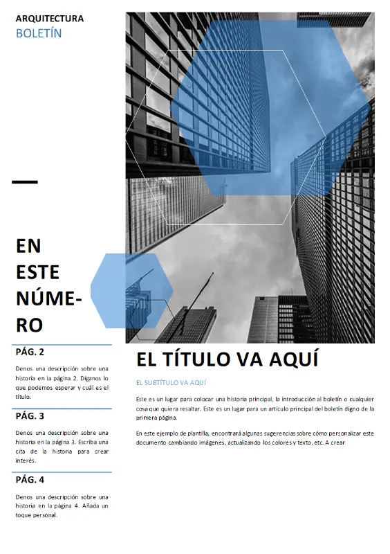 Boletín de arquitectura blue modern-geometric