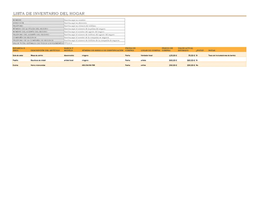 Inventario del hogar brown modern simple