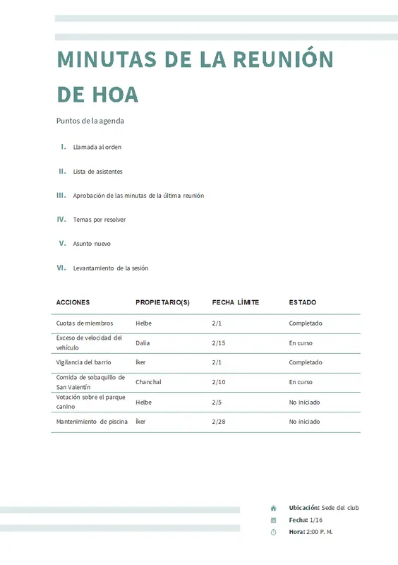 Actas de reunión de doble franja modern simple