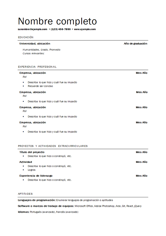 Currículum vítae básico profesional null modern simple