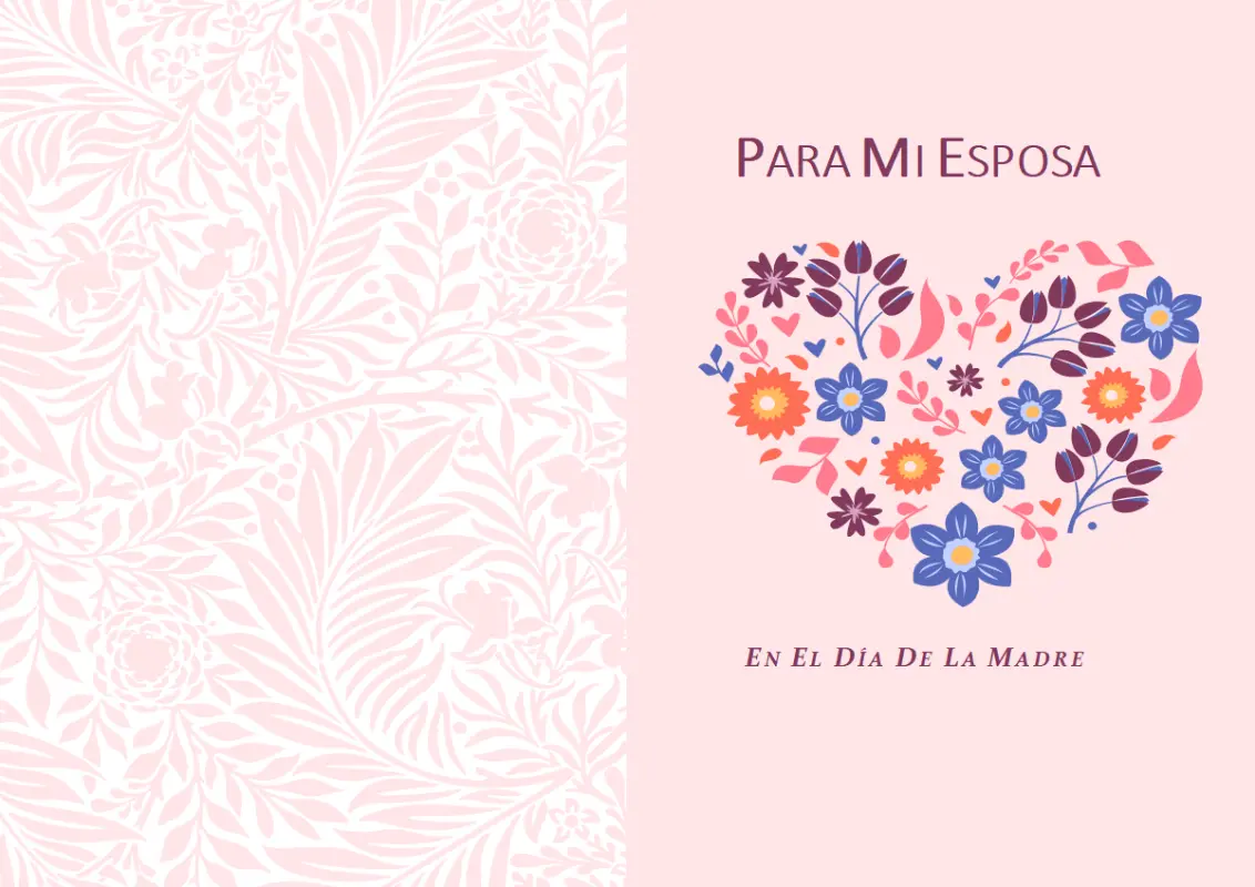 Tarjeta del día de la madre de corazón floral  pink vintage-botanical