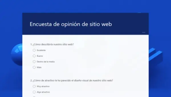 Encuesta de comentarios de un sitio web blue