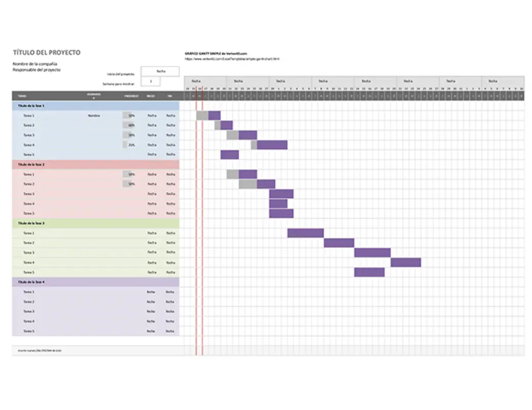 Diagrama de Gantt simple modern-simple