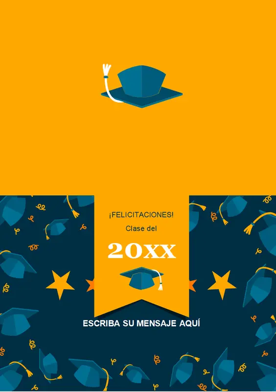 Tarjeta de graduación con sombreros al aire modern-simple