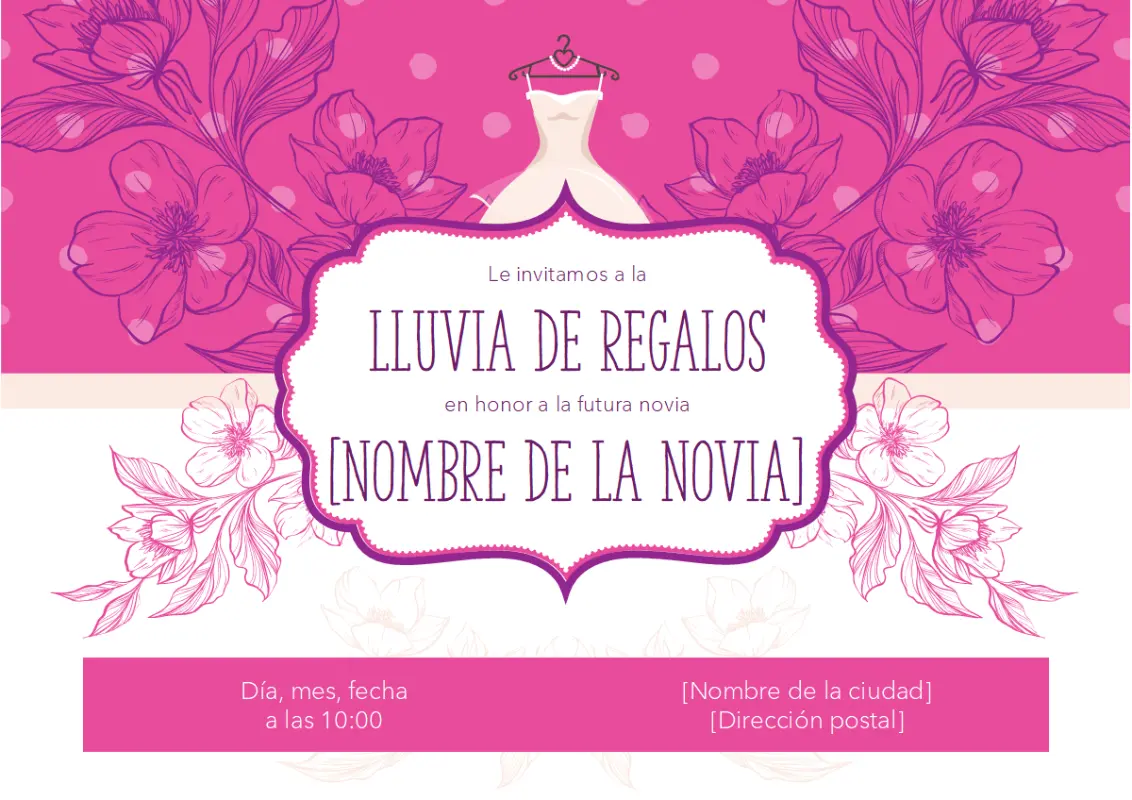 Invitación a una despedida de soltera floral pink vintage-botanical