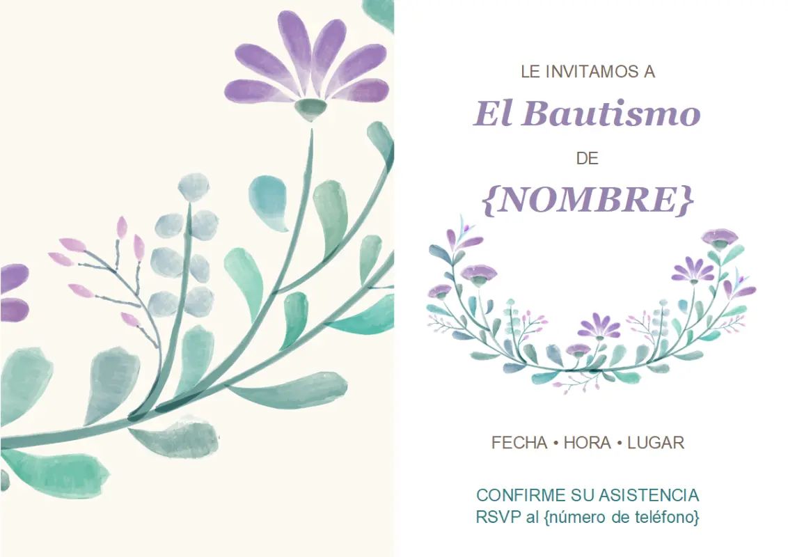 Invitación a bautismo green organic-simple