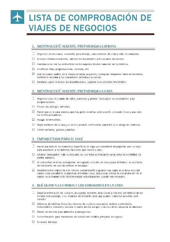 Lista de comprobación de viajes de negocios blue modern simple