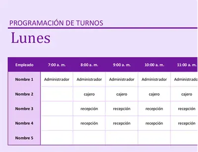 Programación de los turnos de los empleados modern simple