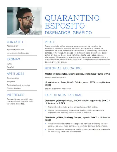 Currículum minimalista de diseñador gráfico en blanco