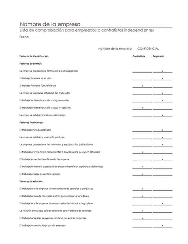 Lista de comprobación para empleados o contratistas independientes modern simple