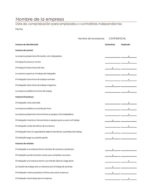 Lista de comprobación para empleados o contratistas independientes modern simple