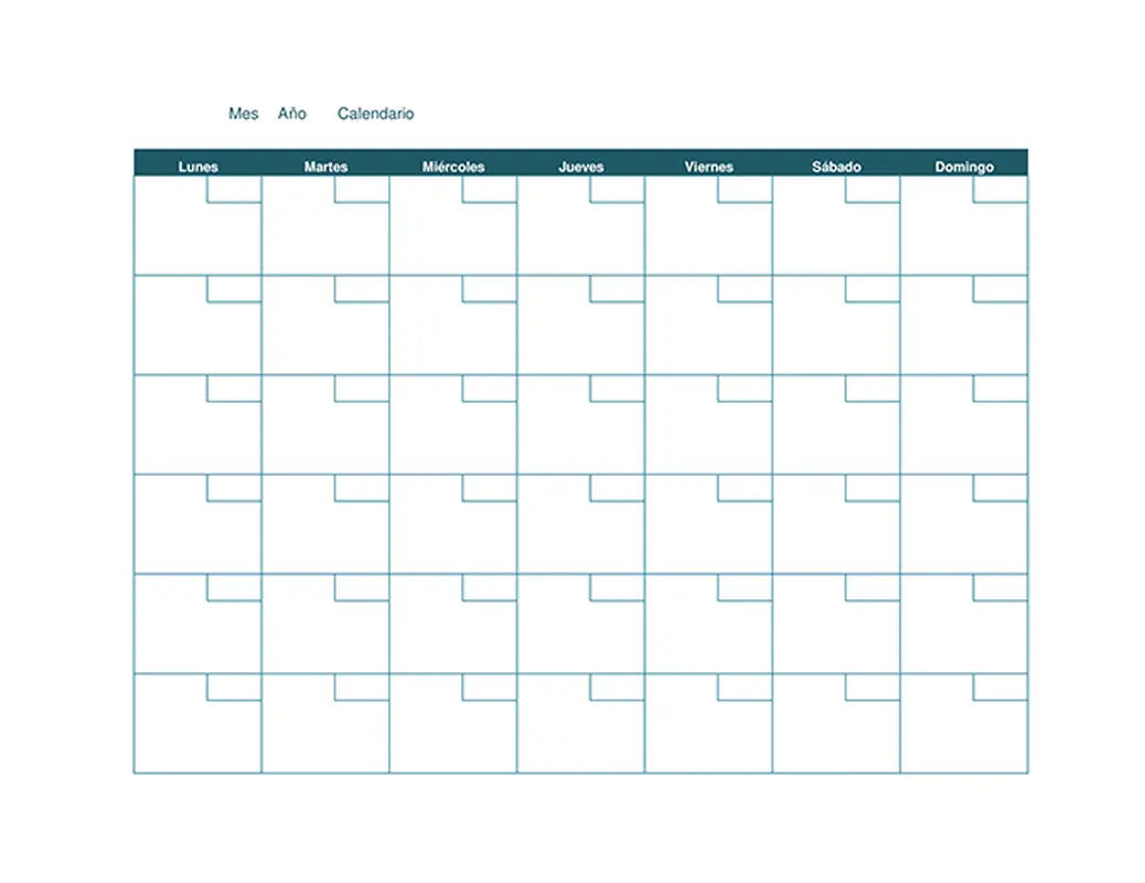 Calendario mensual en blanco organic simple