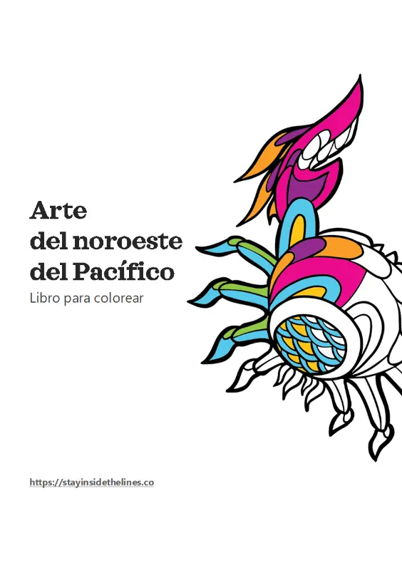 Libro para colorear de arte del noroeste del Pacífico whimsical line
