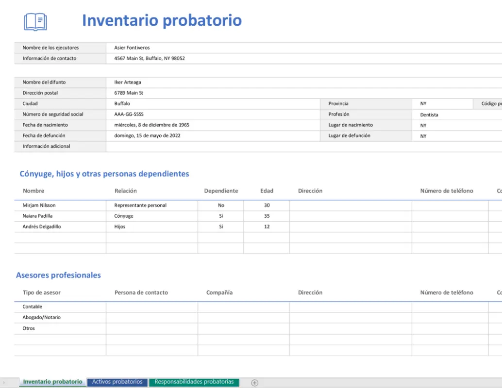 Inventario testamentario modern simple