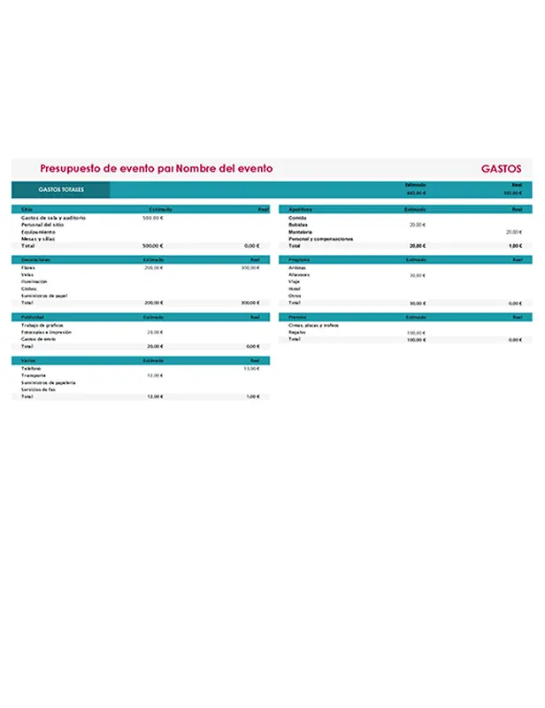 Presupuesto de evento modern-simple