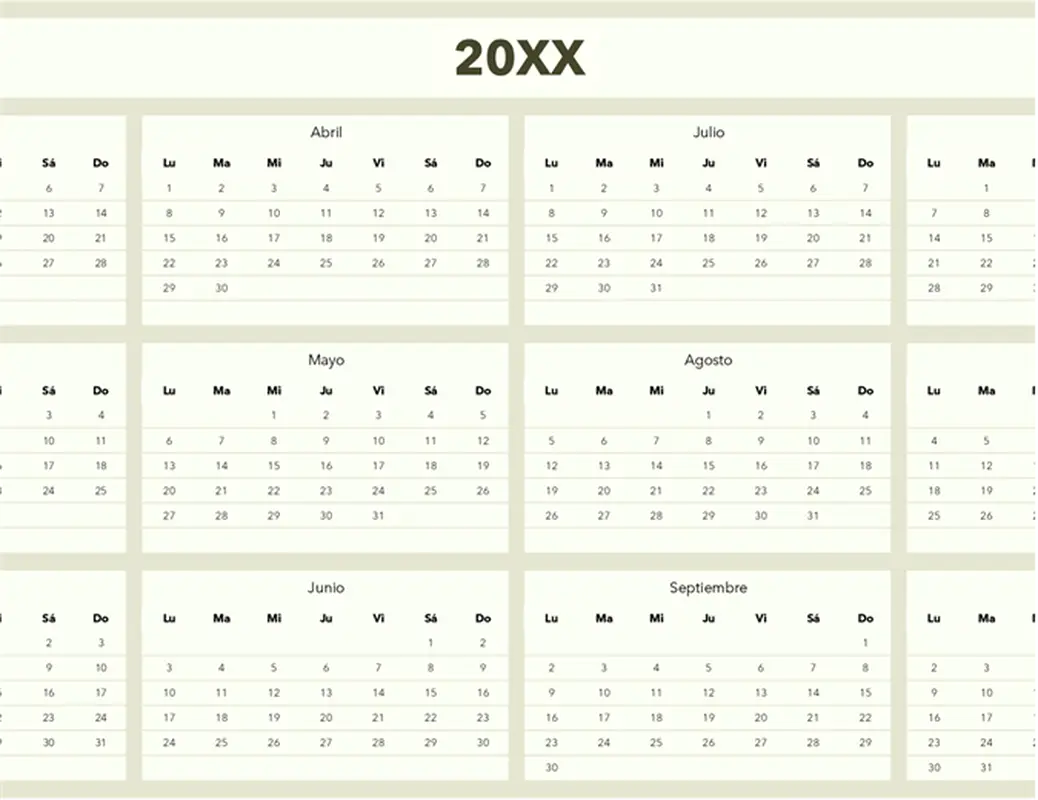 Creador de calendario (cualquier año) modern simple