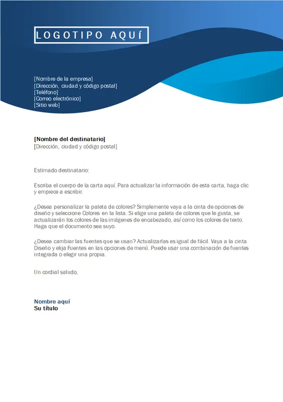 Membrete de curva azul modern-simple