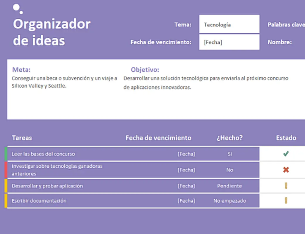 Organizador de ideas (tareas) modern-simple
