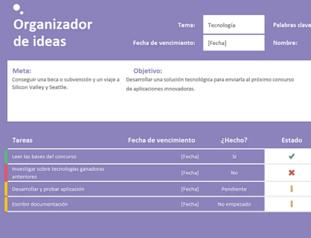 Organizador de ideas (tareas) purple modern-simple
