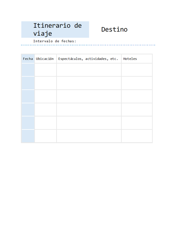 Itinerario de viaje simple blue modern simple