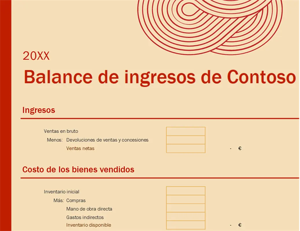 Balance de ingresos de pequeña empresa modern simple