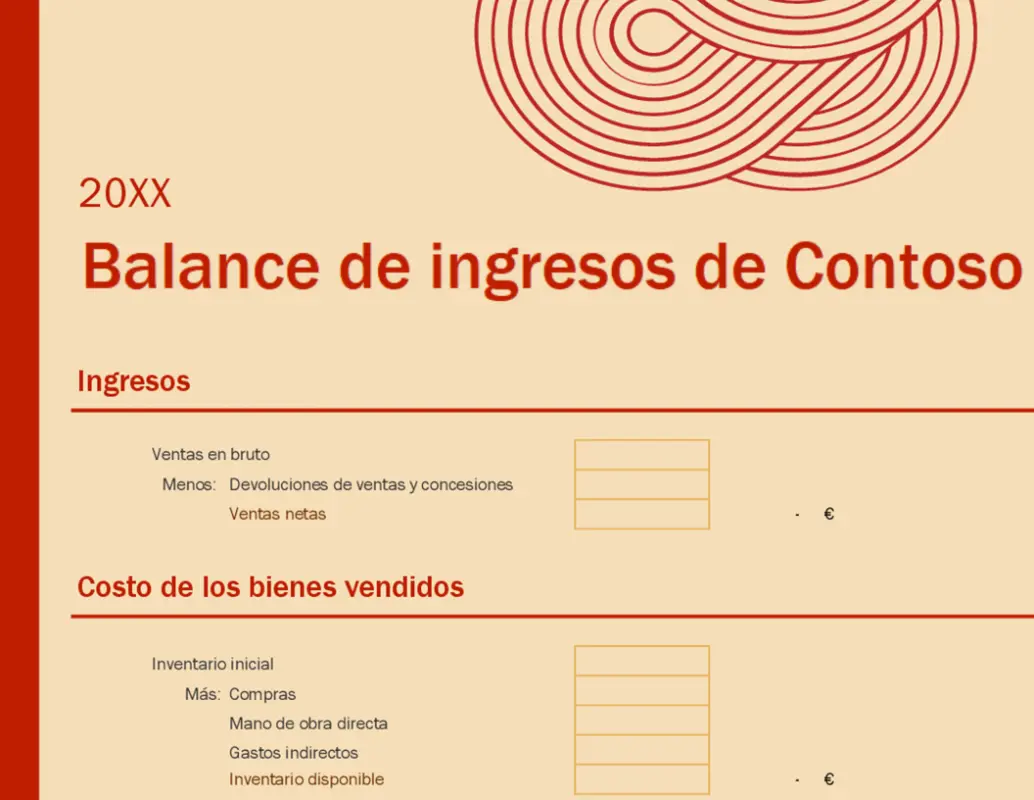 Balance de ingresos de pequeña empresa orange modern simple