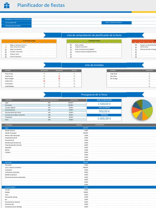 Planificador de fiestas con lista de comprobación gray modern-simple