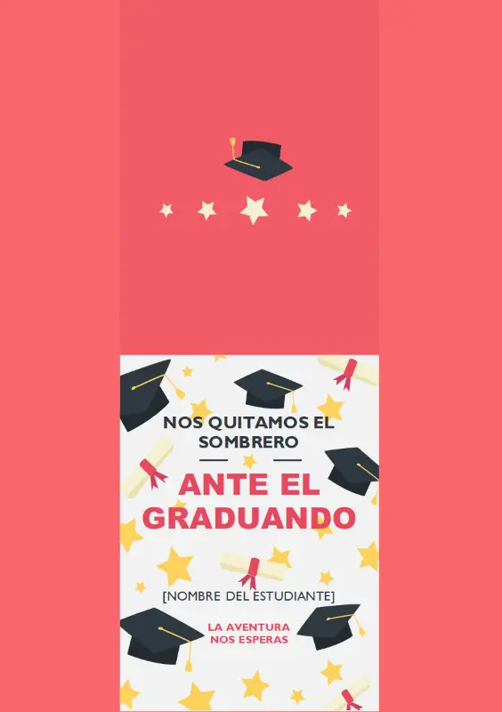 Tarjeta de graduación «sombreros fuera» pink modern-simple