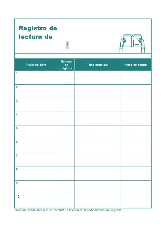 Registro de lectura green modern-simple