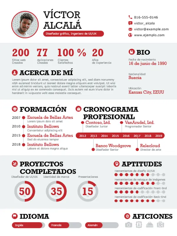 Currículum infográfico en negrita modern simple