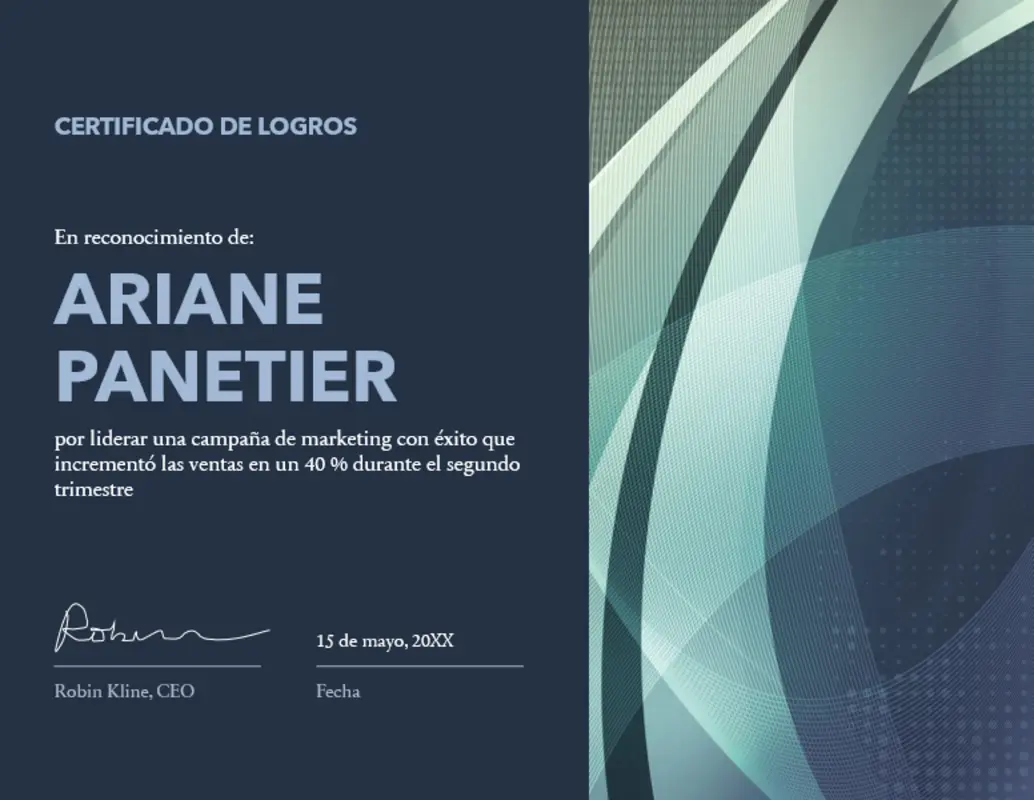 Certificado de logros green modern-geometric