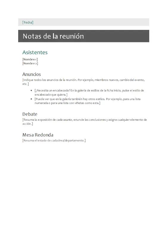 Notas de la reunión gray modern simple