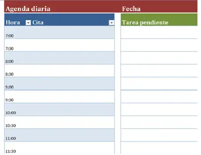 Agenda diaria en blanco